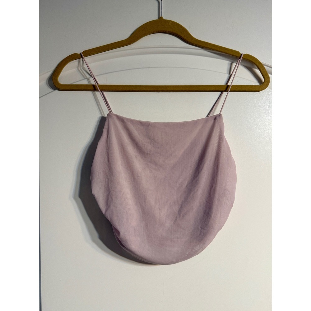 Me To We Cowl Neck Camisole Medium Lavender Ruched Mesh Fairycore Romantic